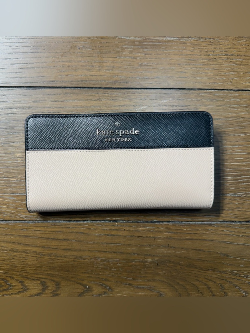 kate spade Two-Tone Slim Continental Wallet - Black & Cream